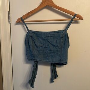 Dynamite denim top with ties, size S